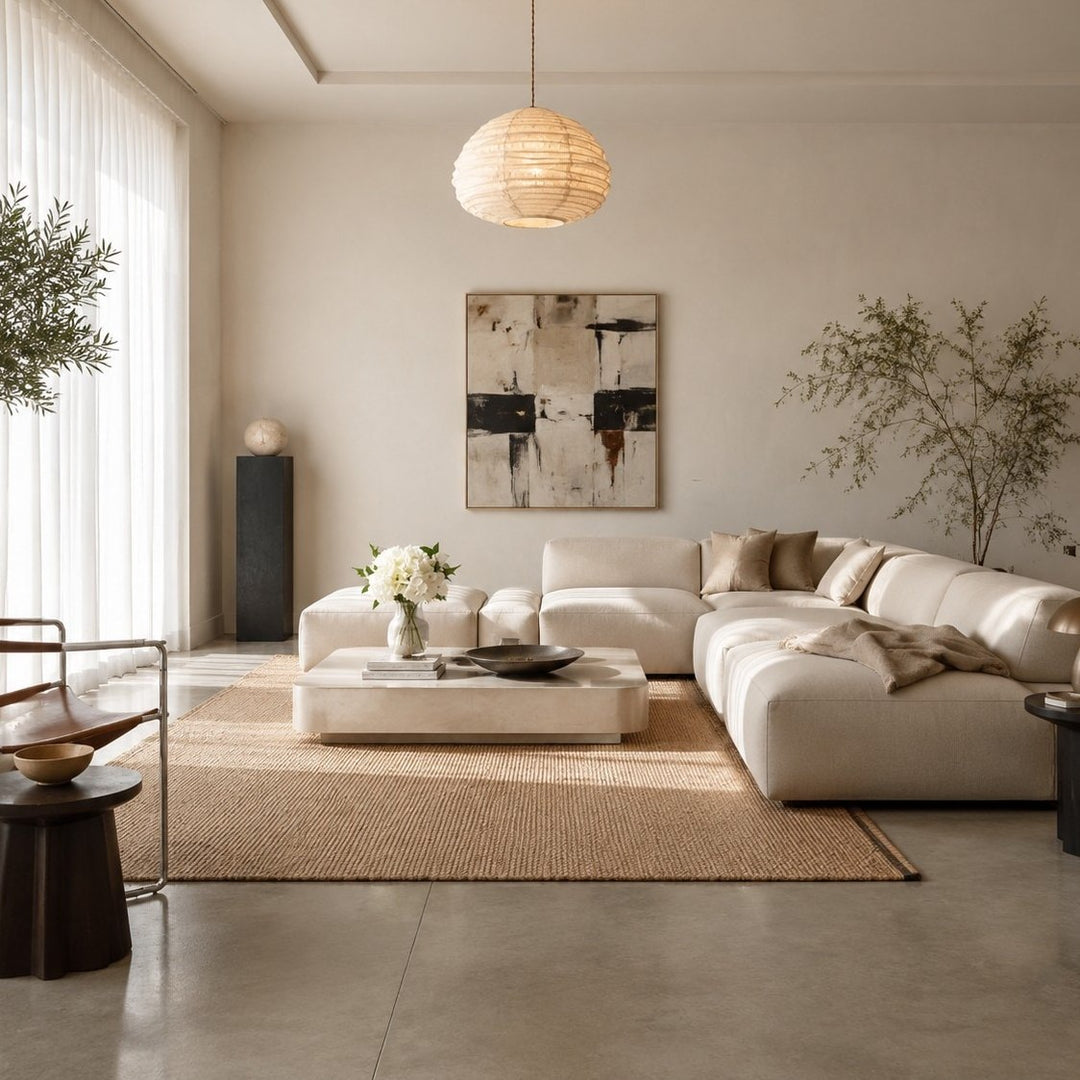 Suspension en lin naturel de style wabi-sabi