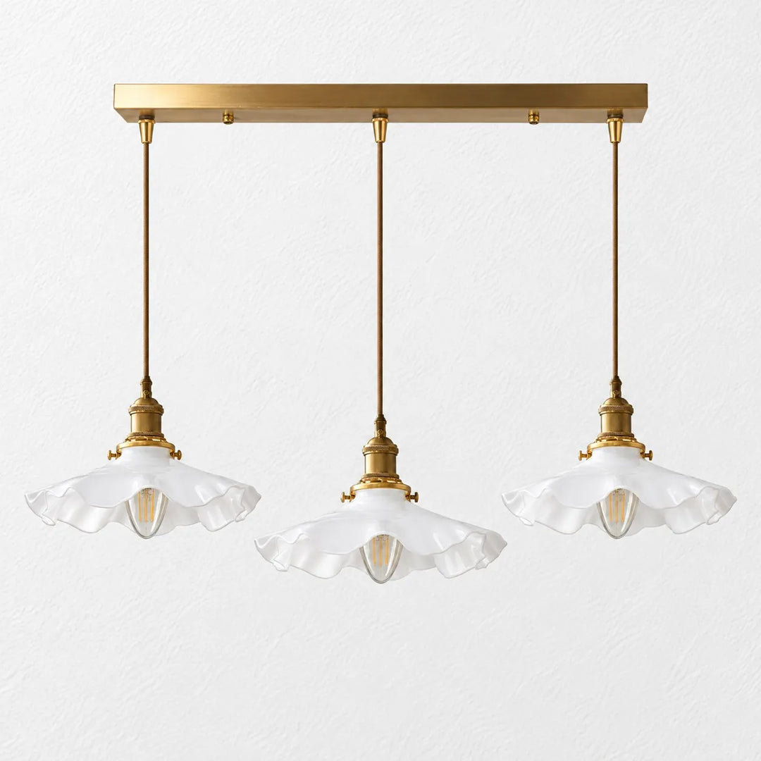 Vintage White Ruffled Glass Pendant Lamp