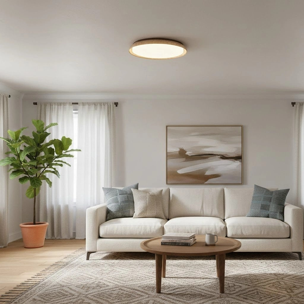 Plafonnier rond Torvella à disque sculptural - Éclairage naturel moderne pour chambre