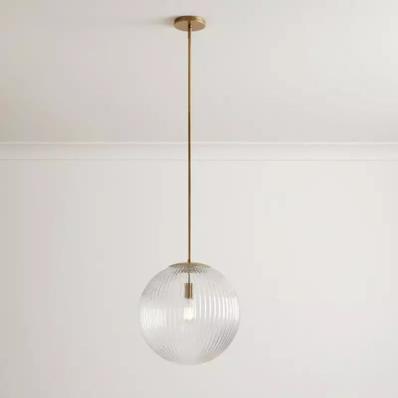 Suspension en verre strié – Suspension en laiton et verre au style campagnard 