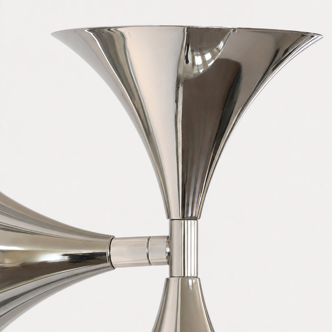 Polished chrome center joint and flared shade detail