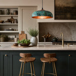 Bild in Gallery-Viewer laden, Aerugix Vintage Hammered Copper Dome Pendant Light - Natural Metallic Finish for Dining Room