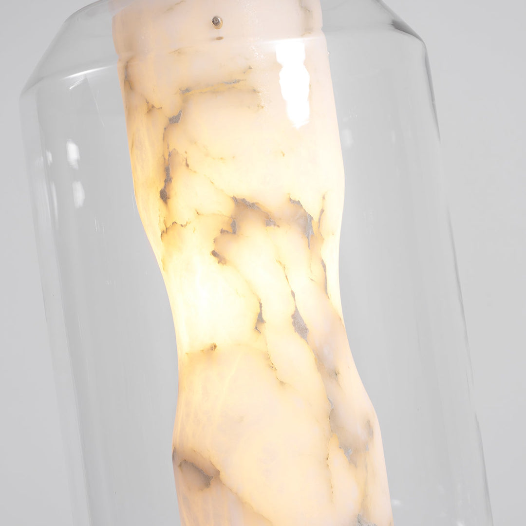 Suspension en verre et albâtre