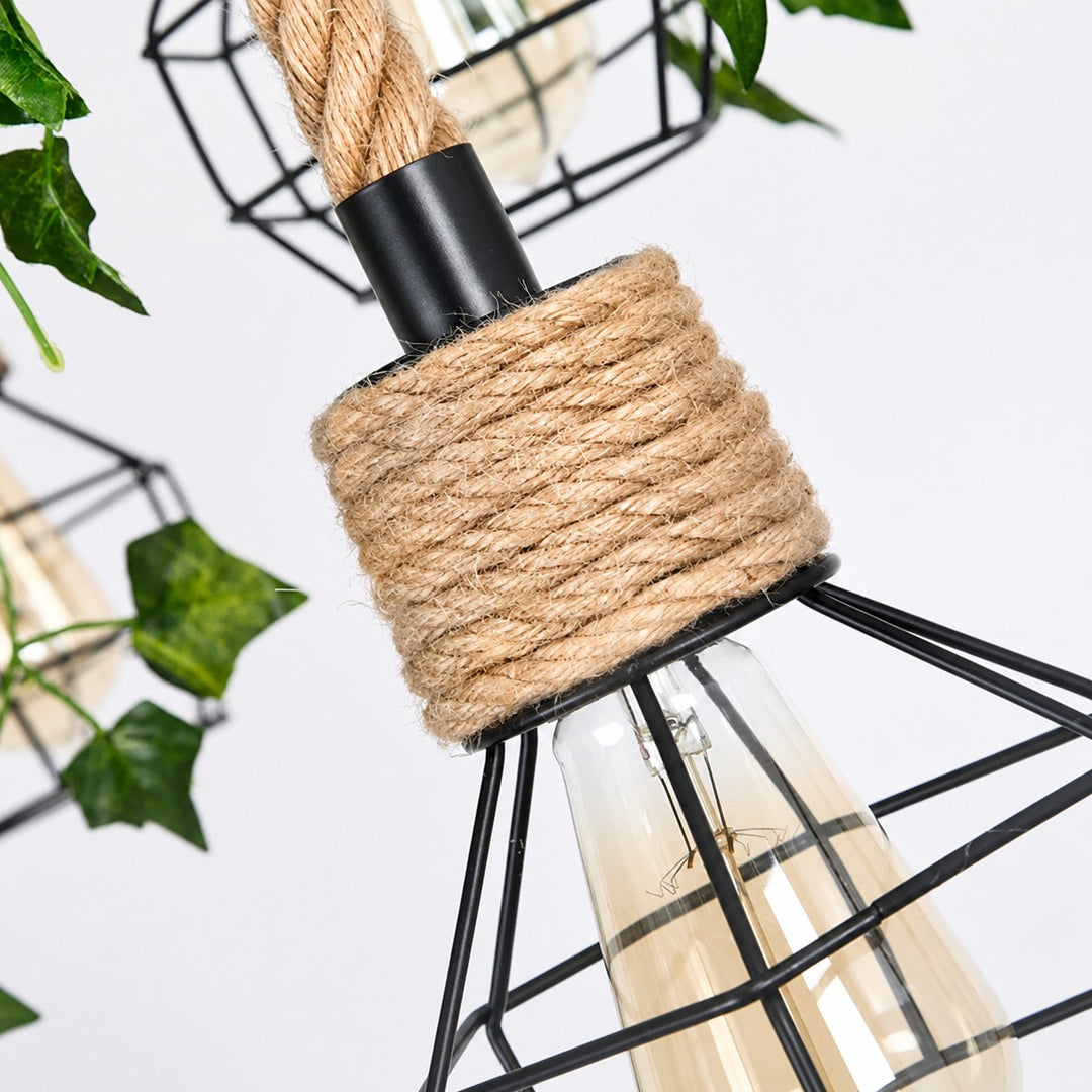 Rope-Wrapped Industrial Ring Chandelier