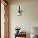 Cargar imagen en el visor de la Galería, Conique Metal Vintage Industrial Swing Arm Wall Lamp - Adjustable Dome Shade for Study
