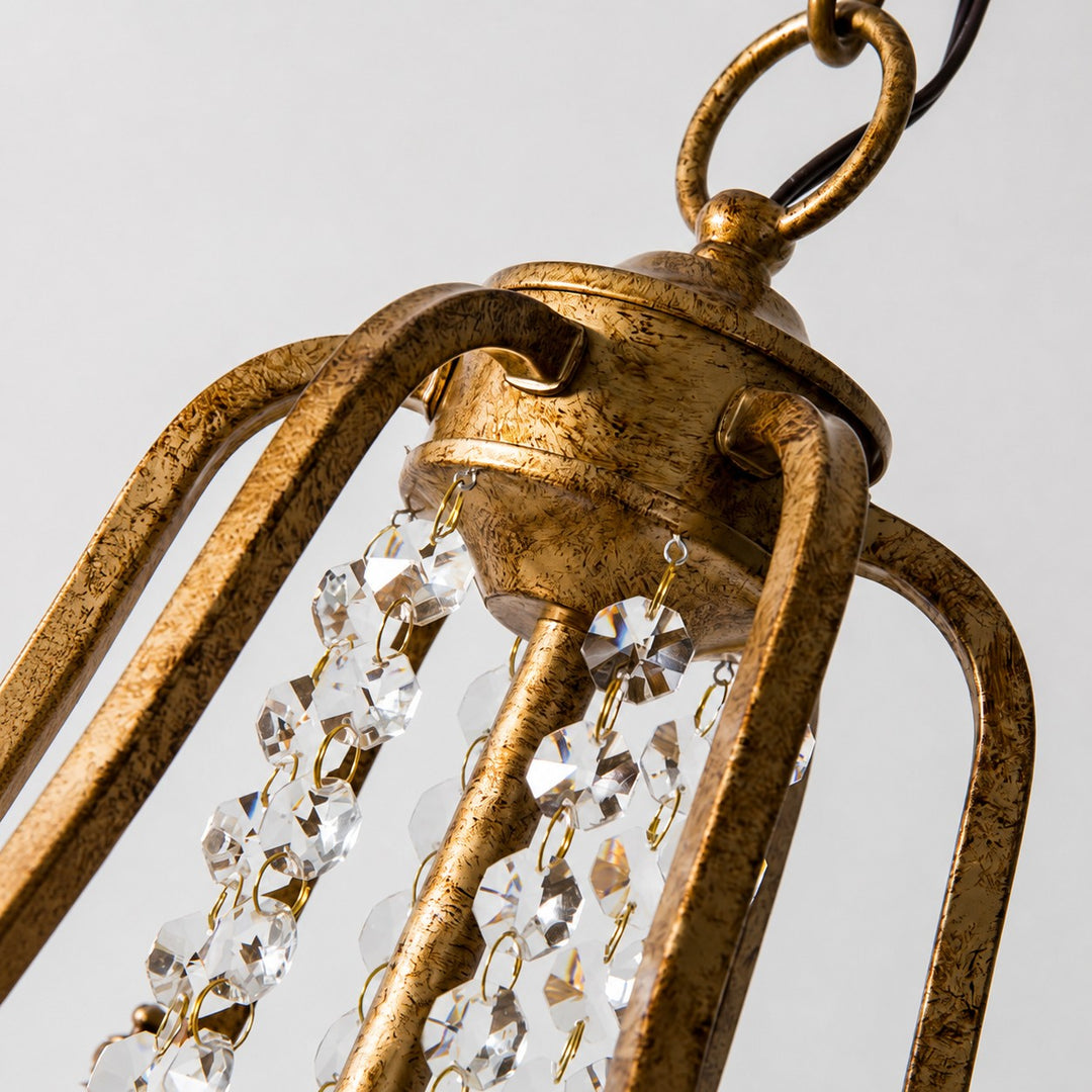 Antique Iron Crystal Candle Chandelier