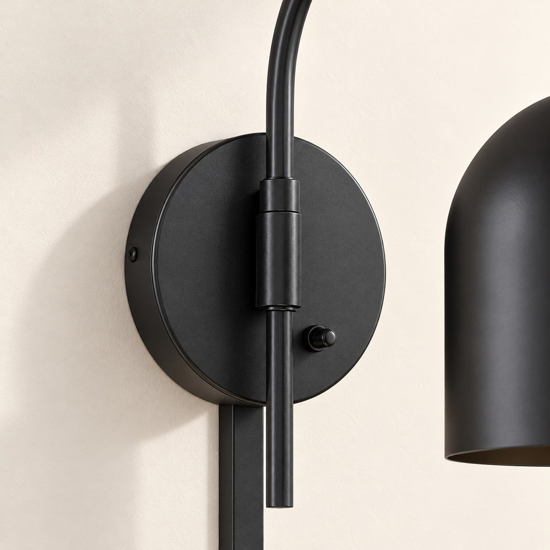 Dome Arm Plug-In Cord Arched Metal Wall Sconce