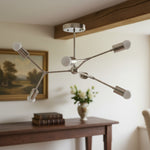 Load image into Gallery viewer, Mobilux Line Industrial Geometric Chandelier - Chrome Nickel Ceiling Light
