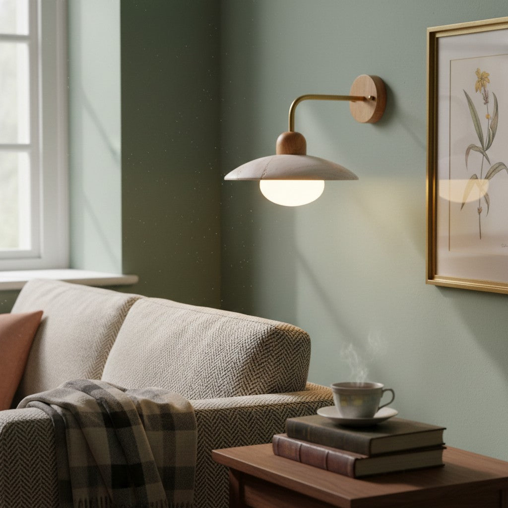 Discra Minimalistische Skulpturale Runde Wandleuchte — Natürlicher Stil Wandlampe für Flur und Schlafzimmer U18