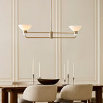 Load image into Gallery viewer, Calvor 2 Light Porcelain Chandelier - Brass Linear Dining Fixture
