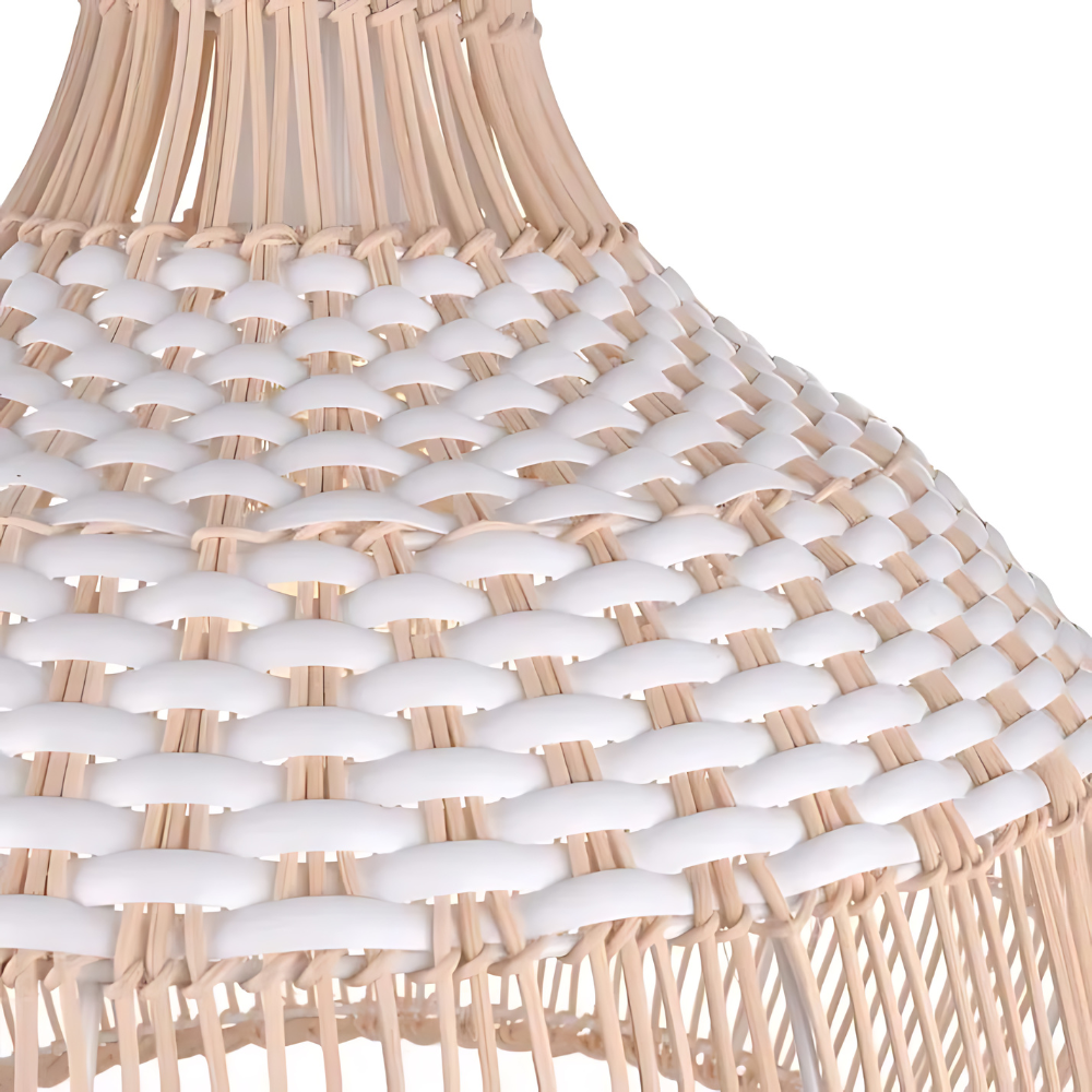 Luftige Weiße Eleganz Natürliche Rattan-Pendelleuchte