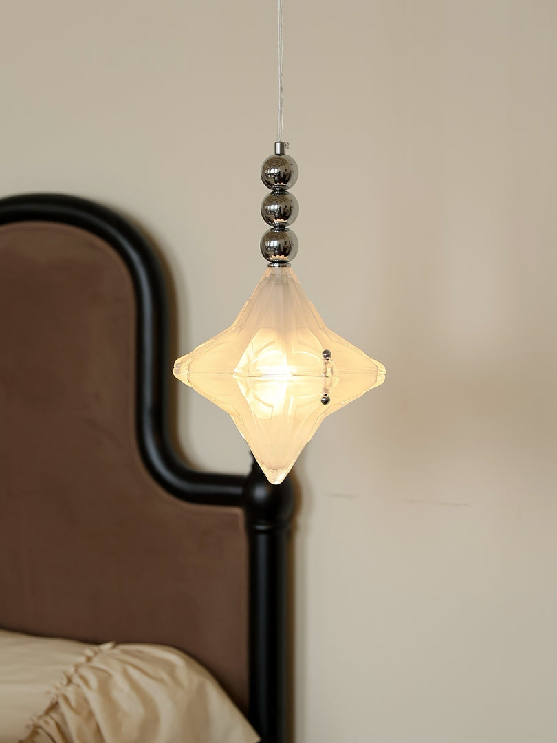 Lámpara colgante Art Déco Star de cristal esmerilado con estilo geométrico - Astris Elara 