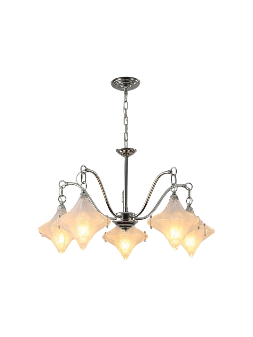 Lustre Art Déco Étoile – Luminaire déco en verre dépoli pour salle à manger – Astris Vega 
