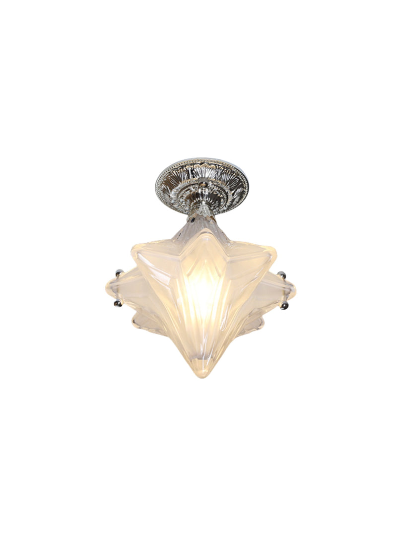 Plafonnier Art Déco Étoile – Luminaire en verre dépoli pour couloir et entrée – Astris Ceres 