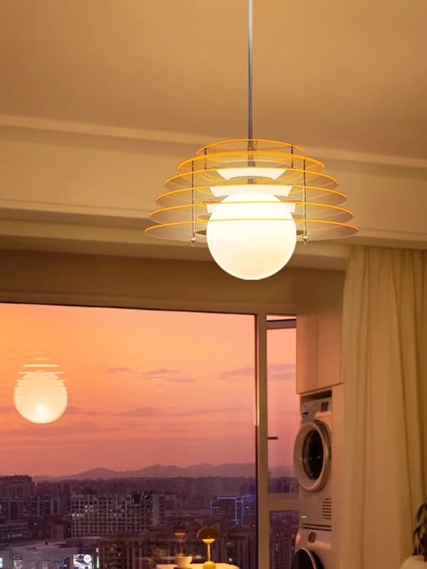 Lámpara colgante Sunrise – Lámpara colgante de ambiente con geometría Bauhaus Memphis – AFTERGLOW S5