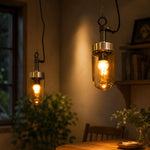 Charger l'image dans la visionneuse de galerie, Vintage industrial clear glass pendant light interior and detail image