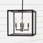 Cargar imagen en el visor de la Galería, Lámpara colgante de exterior de vidrio Ferrix - Iluminación industrial para porches delanteros
