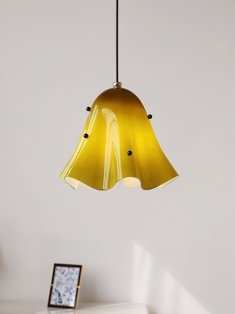 Undulating Glass Flower Plug-In Swag Pendant