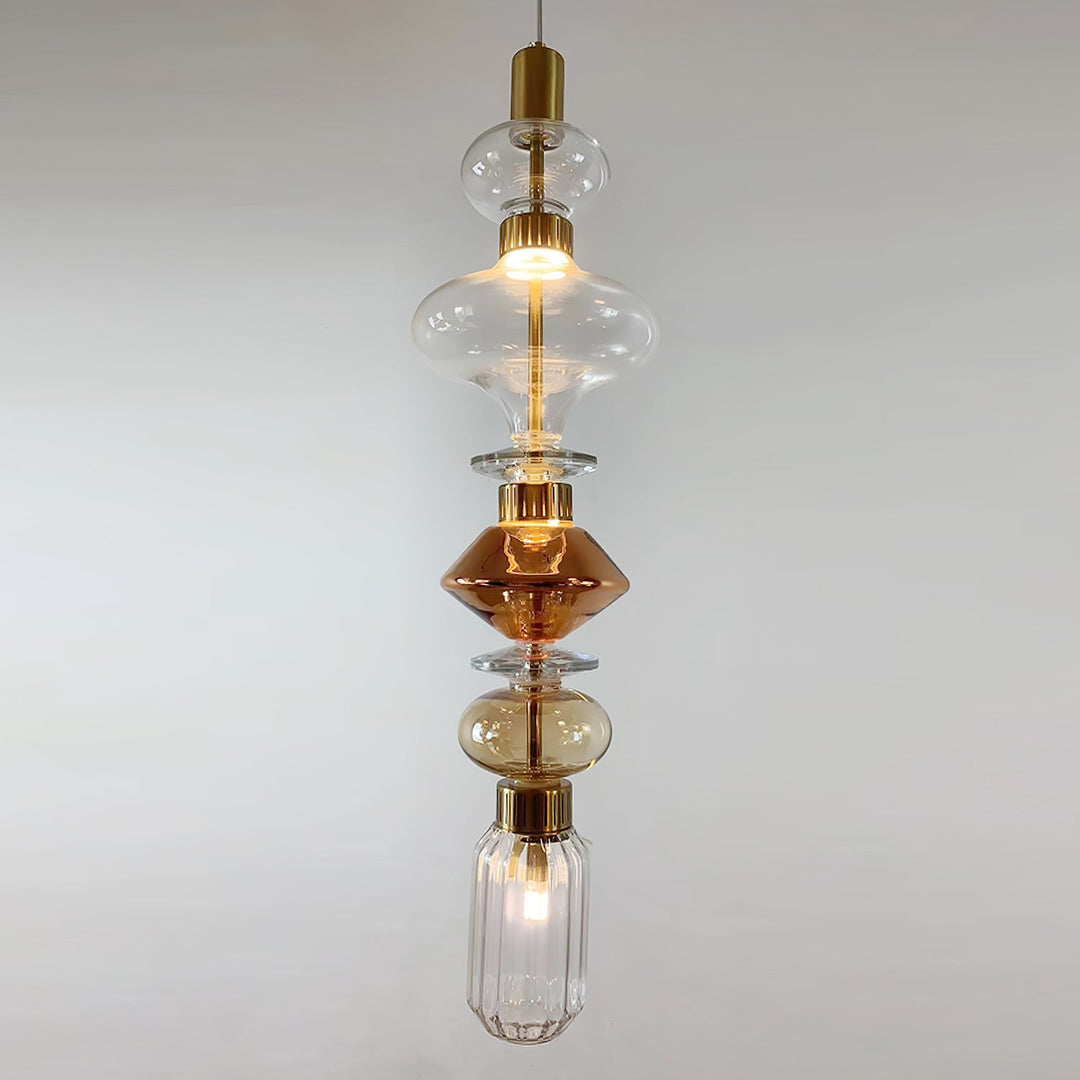 Suspension contemporaine - Fer, métal, verre, or, marron, résistante à l'humidité