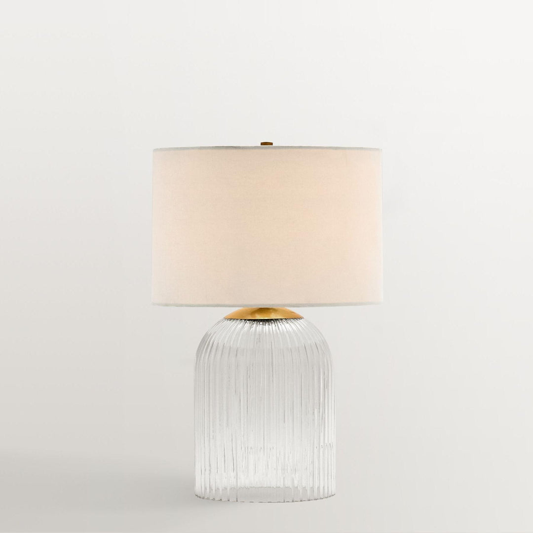 Lámpara de mesa Bravira de vidrio acanalado - Iluminación moderna con pantalla de lino