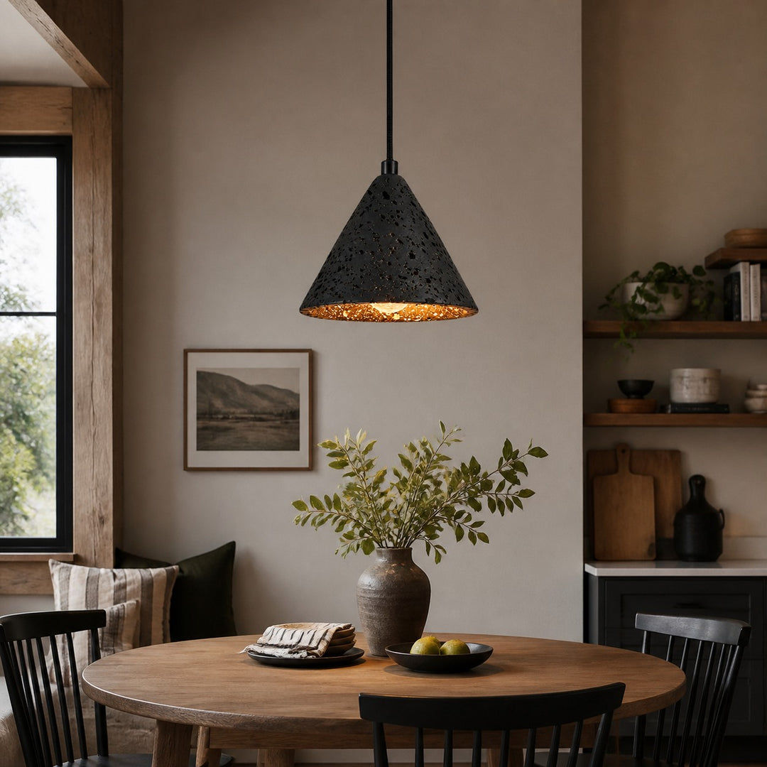 Cratera Black Travertine Stone Pendant Light