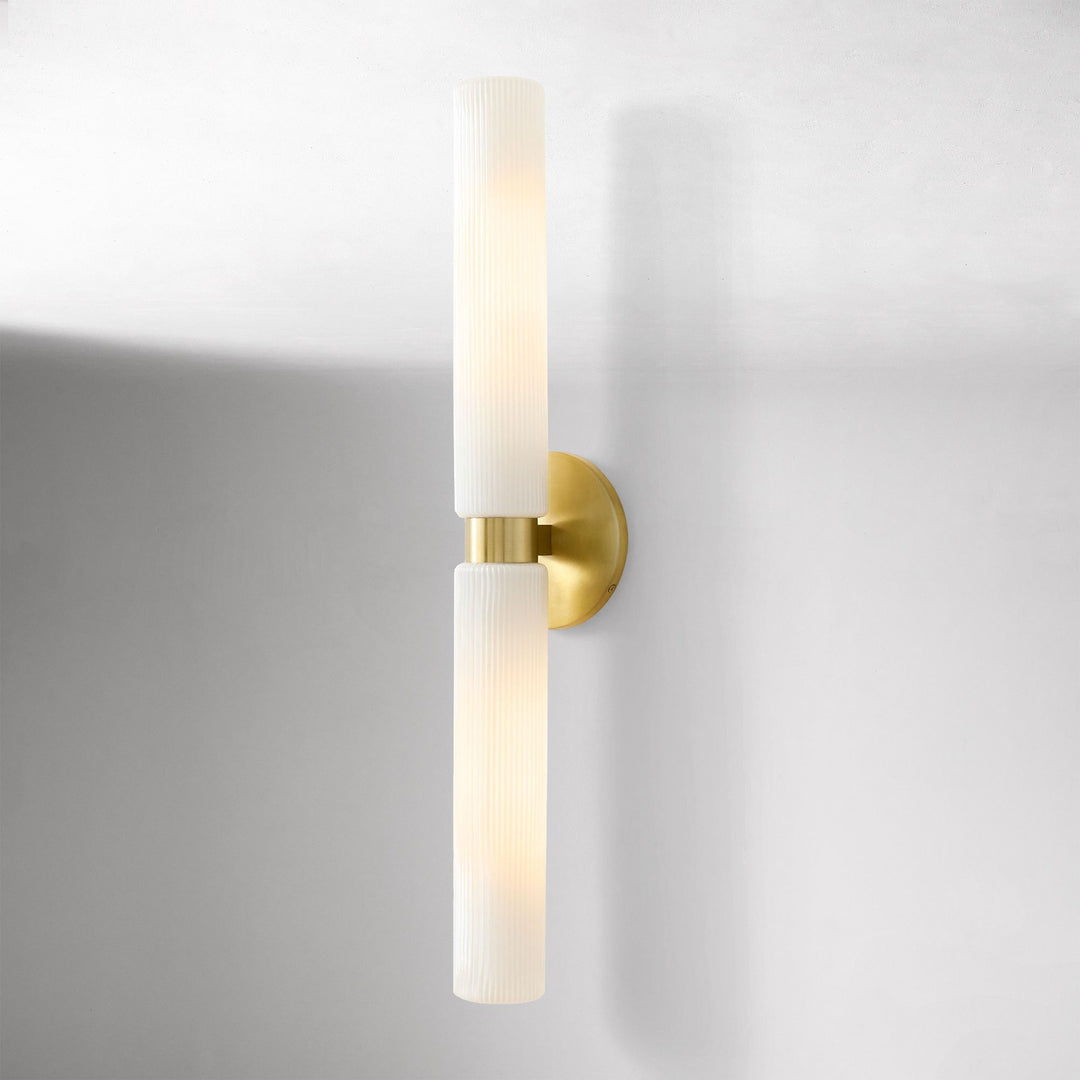 Aplique de pared moderno Rivora de vidrio estriado - Aplique doble corto para interior y exterior
