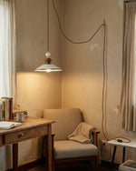 Charger l'image dans la visionneuse de galerie, Hand-Painted Ceramic Brown Trim Plug-In Pendant