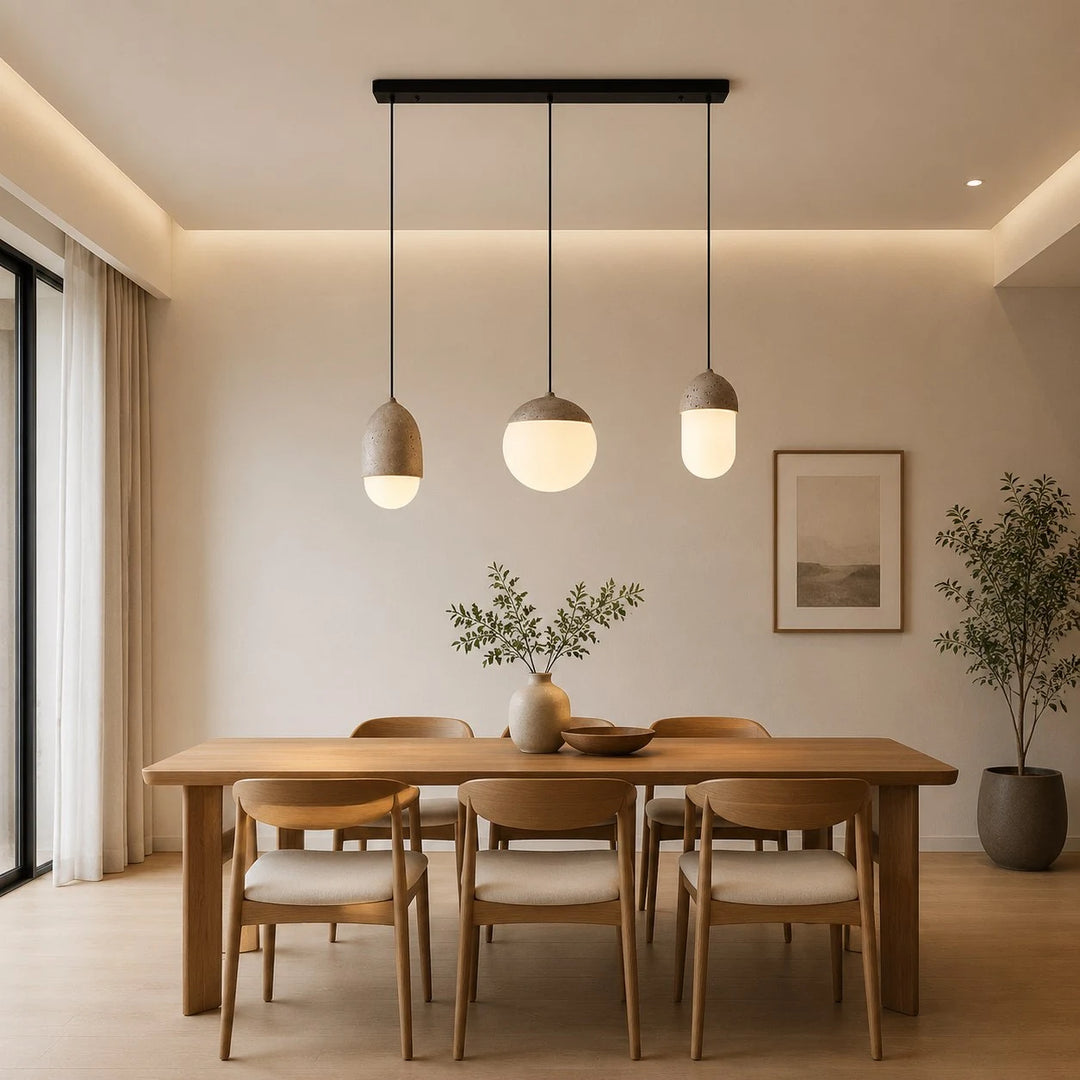 Soft bedside atmosphere with vintage cream pendant lighting