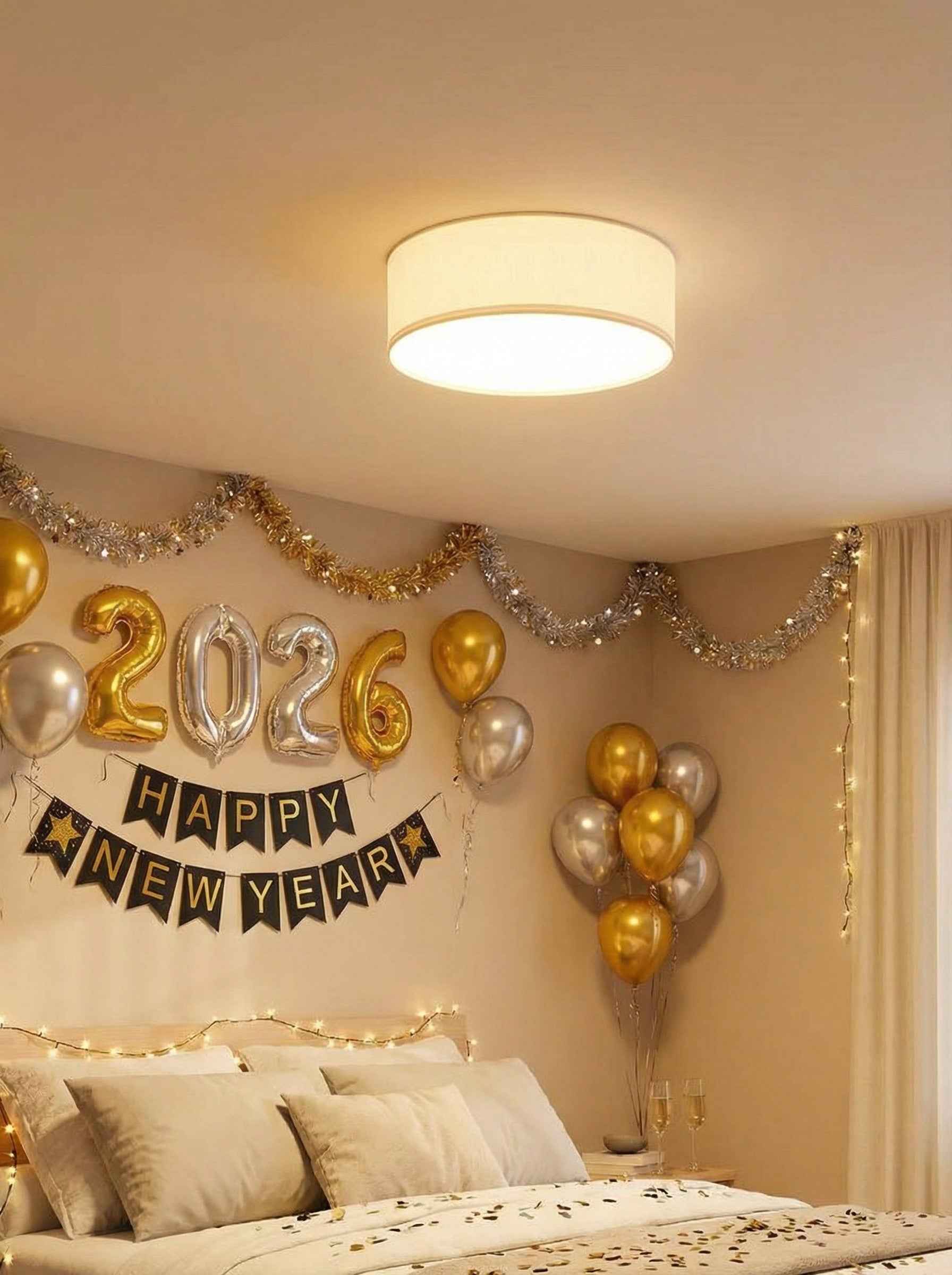 Dumora Drum Deckenleuchte zum Einbau - Leinen Schirm Moderne Eleganz