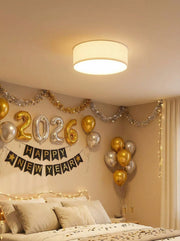 Dumora Drum Flush Mount Ceiling Light - Linen Shade Modern Elegance