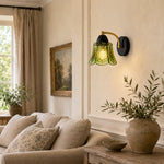 Bild in Gallery-Viewer laden, Green glass wall lamp in a French country living room