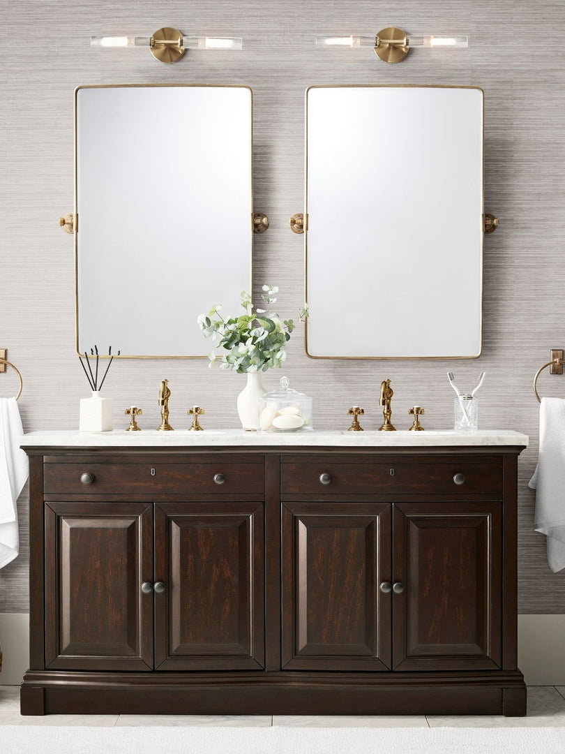 Aplique de vidrio acanalado: aplique de pared doble para iluminación de tocador de baño