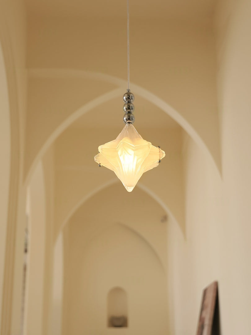 Lámpara colgante Art Déco Star de cristal esmerilado con estilo geométrico - Astris Elara 