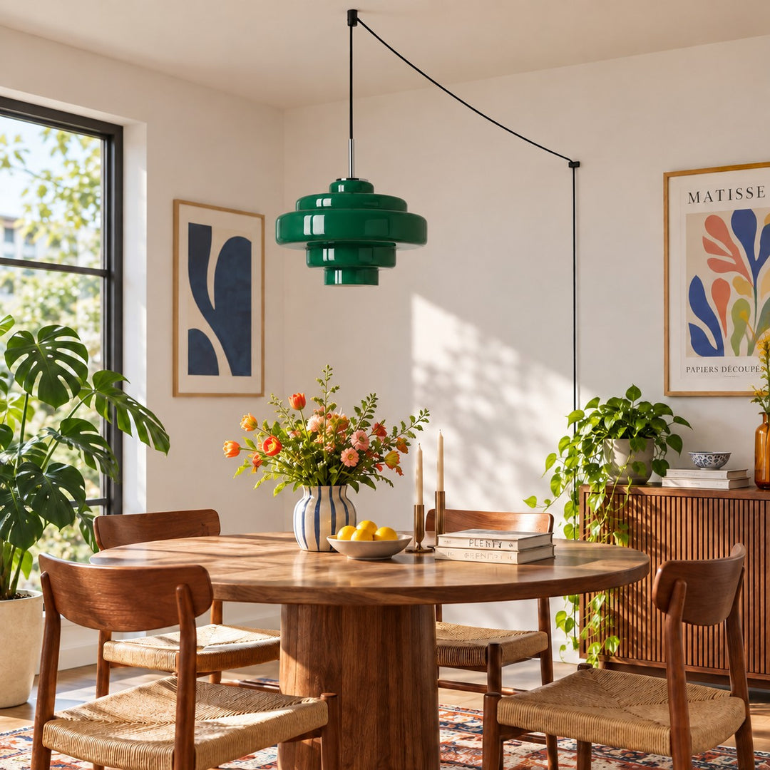 Koloro Millie Plug-In Glass Pendant Light - Retro Colorful Pendant for Modern Interiors