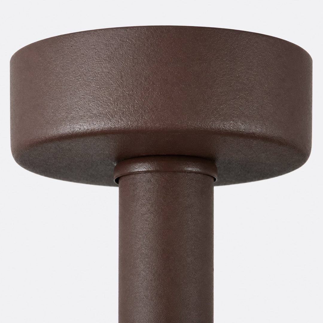 Close-up of coffee finish metal canopy