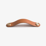 Load image into Gallery viewer, Cowhide leather and brass cabinet pull handle color and size option