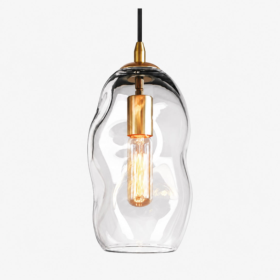 Hand-Blown Glass Globe Pendant with two shade heights and a rounded shade