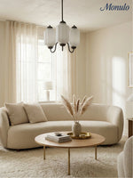 Cargar imagen en el visor de la Galería, Lámpara de araña Eloise: lámpara de araña de cristal lechoso con acabado vintage