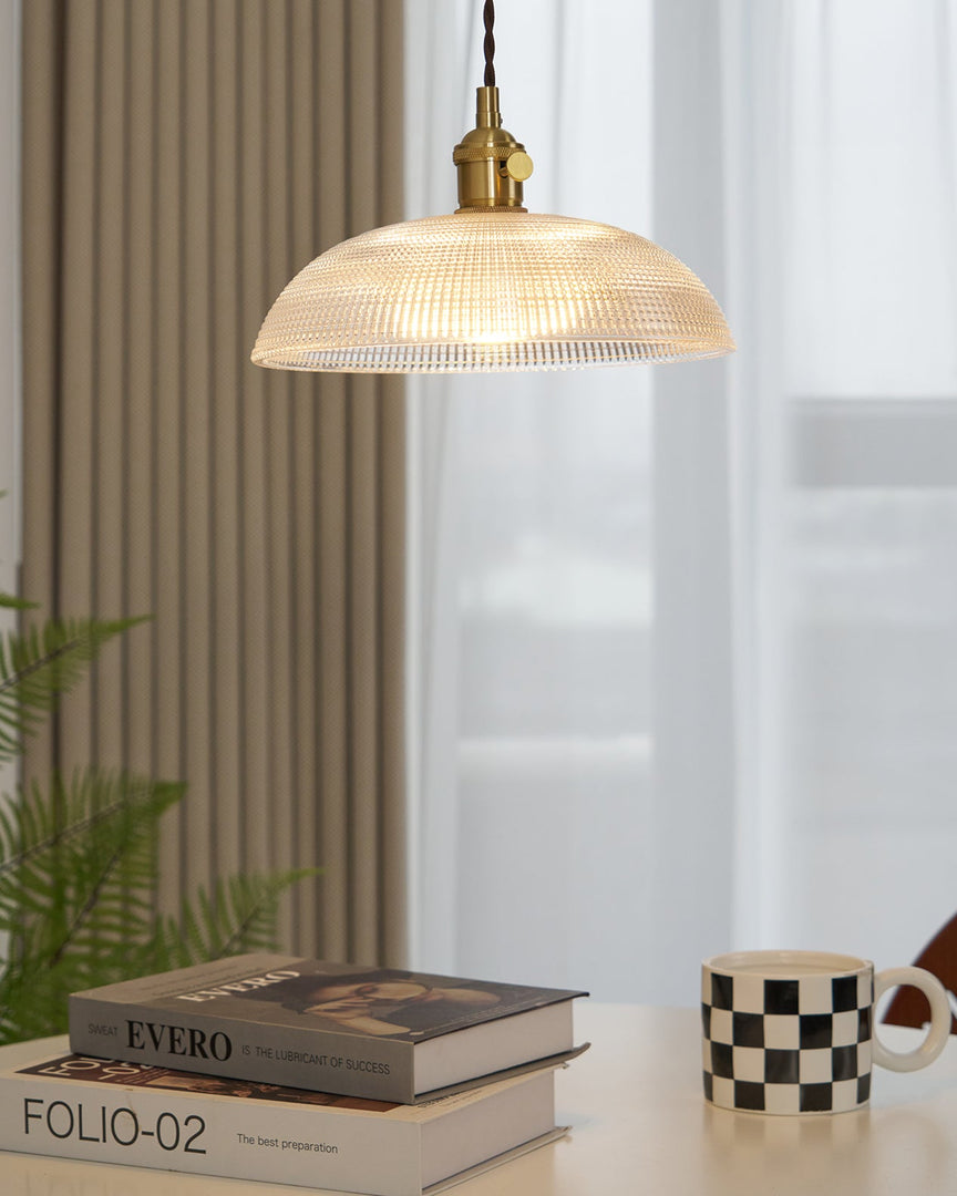 Polished Brass Domed Glass Plug-In Pendant