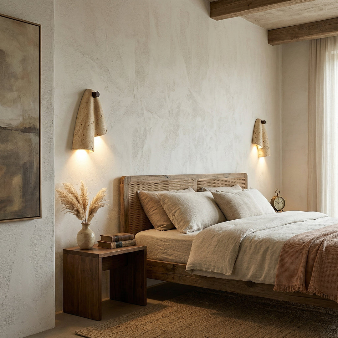 Travertin-Wandlampe – Minimalistische Stein-Wandleuchte Dekorative Beleuchtung für Wohnzimmer
