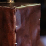 Cargar imagen en el visor de la Galería, Brown leather stitched edge detail