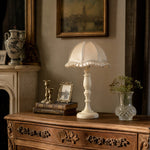 Bild in Gallery-Viewer laden, French country fabric table lamp on a classic cabinet