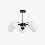 Bild in Gallery-Viewer laden, Modern milk glass chandelier with 5 lights in Black