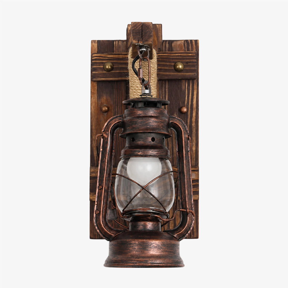 Rustic Wood and Rope Bottle Wall Sconce