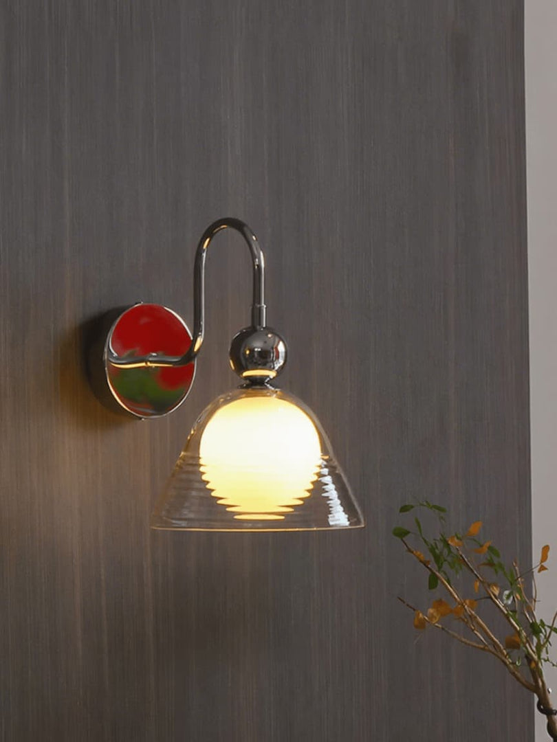 Aplique de pared Sunset – Lámpara Bauhaus curva con pantalla de vidrio acanalado - AFTERGLOW L2