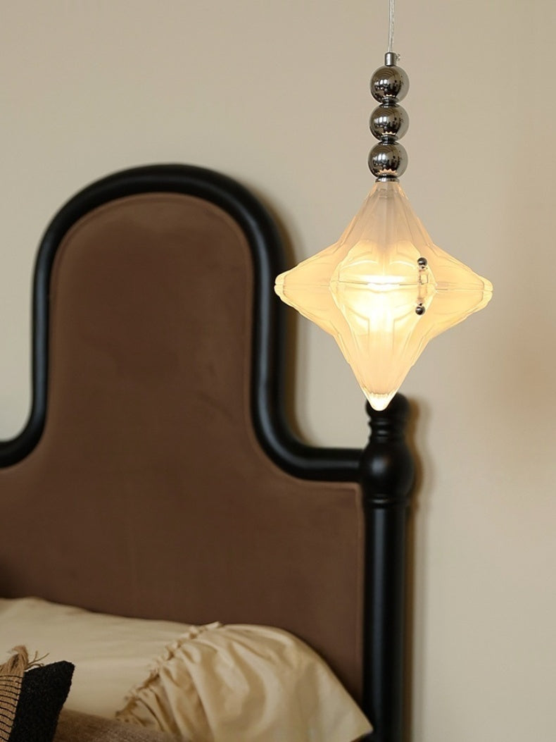 Lámpara colgante Art Déco Star de cristal esmerilado con estilo geométrico - Astris Elara 