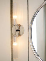 Cargar imagen en el visor de la Galería, Aplique de vidrio acanalado: aplique de pared doble para iluminación de tocador de baño
