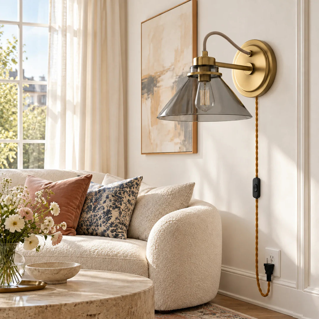 Aurenza Curved Arm Cone Wall Sconce
