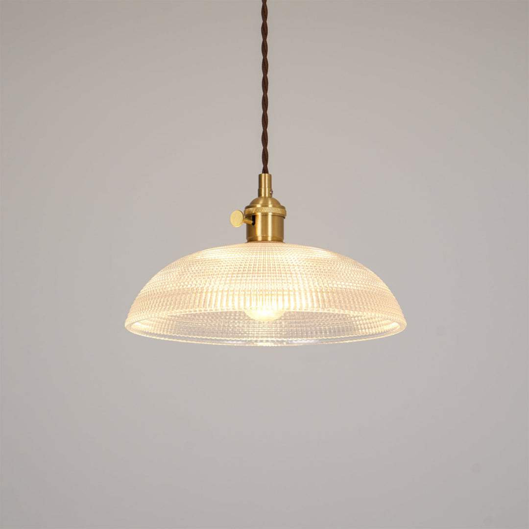 Polished Brass Domed Glass Plug-In Pendant