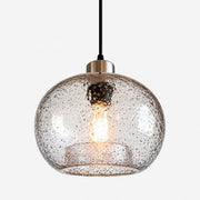 Textured Glass Globe Pendant with chrome or gold and single or pair sets